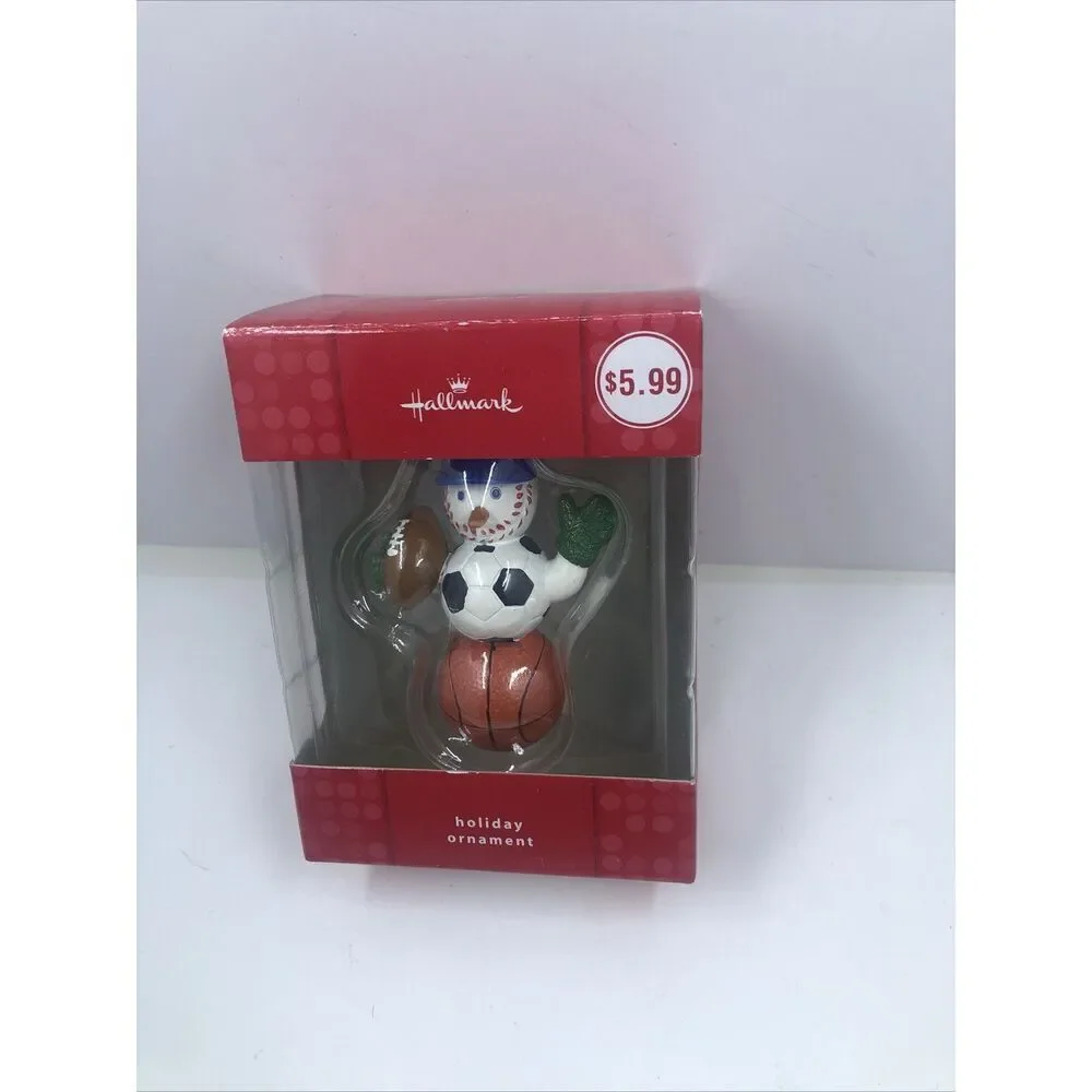 Hallmark Holiday Ornament Sports Ball Snowman Baseball Football Basketball 2009